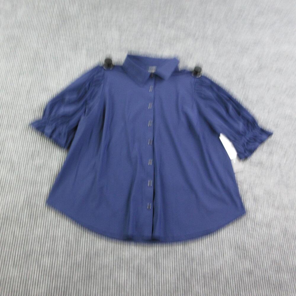 Liverpool Los Angeles Shirt Womens 1X Blue Tunic Balloon Sleeve Snaps NWT